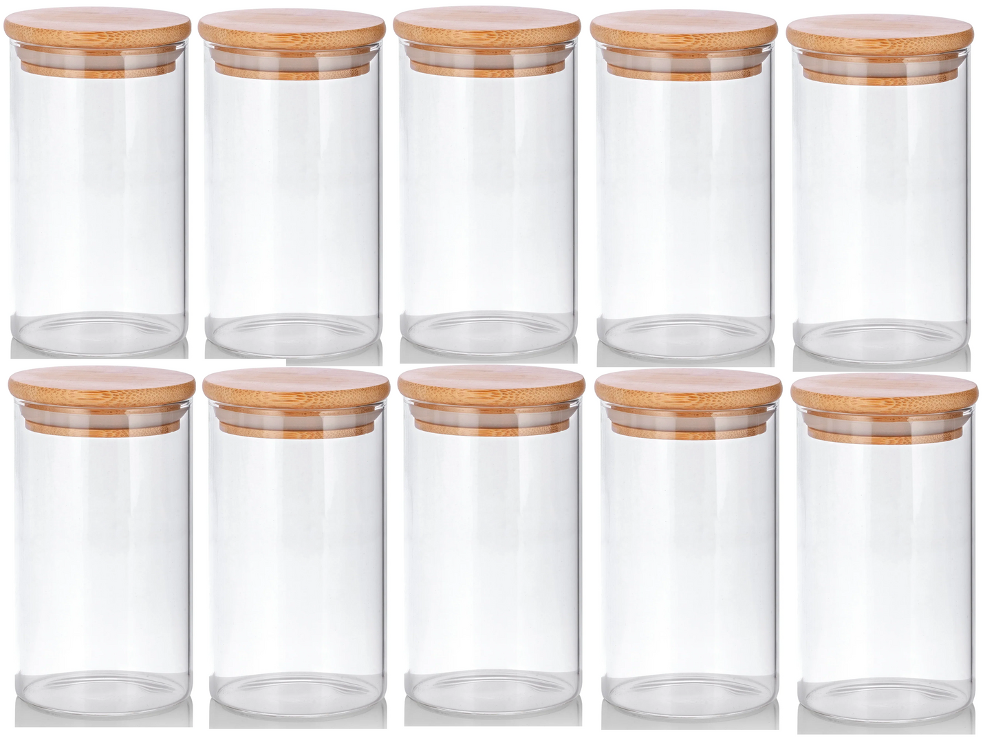 16 oz Borosilicate Clear Glass Storage Jar with Bamboo Lid (10 pack)