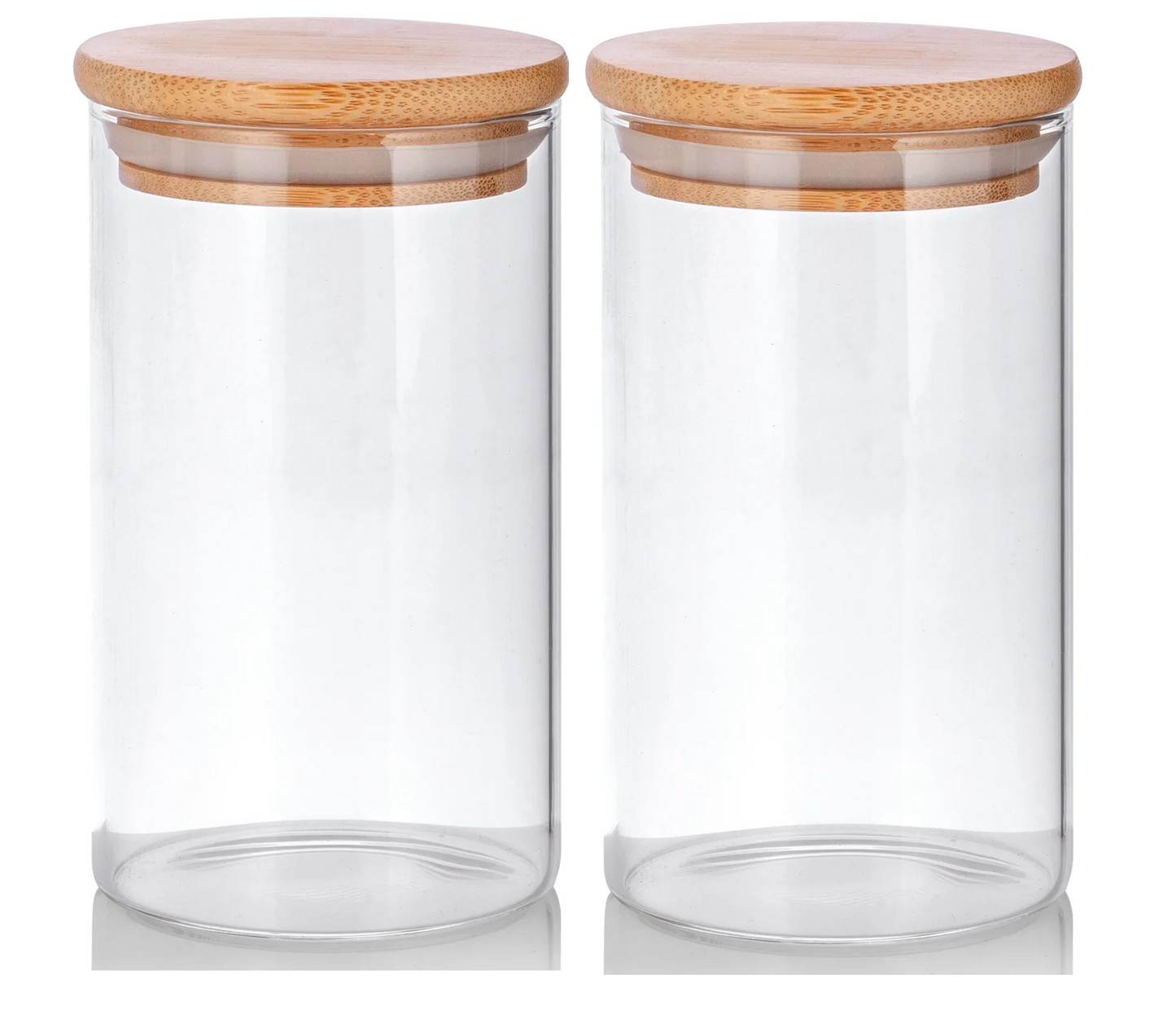 10 oz Borosilicate Clear Glass Storage Jar with Lid of Bamboo (2 Pack)