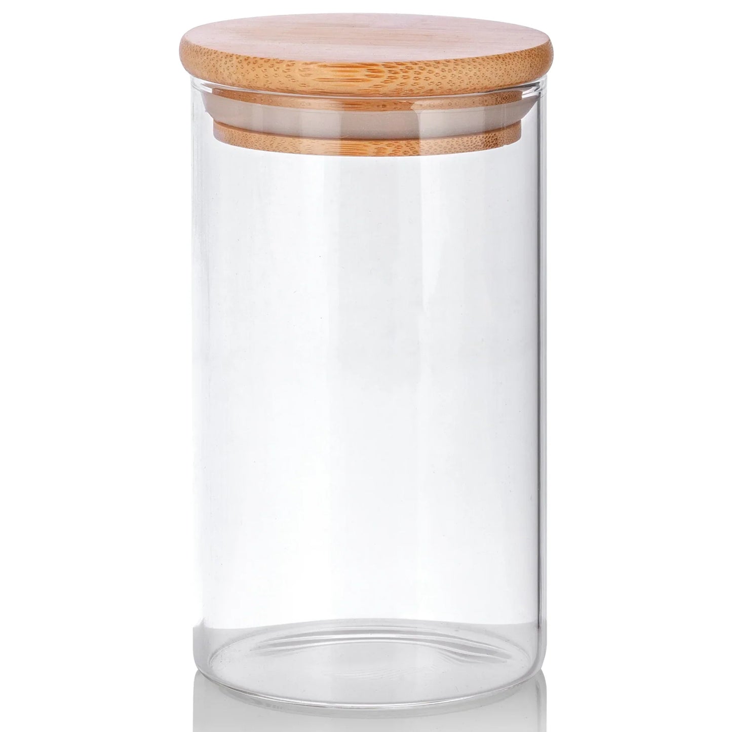 10 oz Borosilicate Clear Glass Storage Jar with Lid of Bamboo (2 Pack)