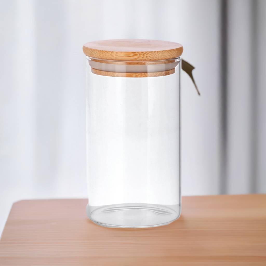 16 oz Borosilicate Clear Glass Storage Jar with Bamboo Lid (10 pack)